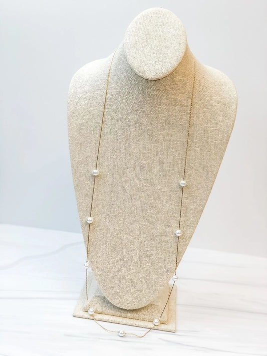 Long Pearl Station Necklace