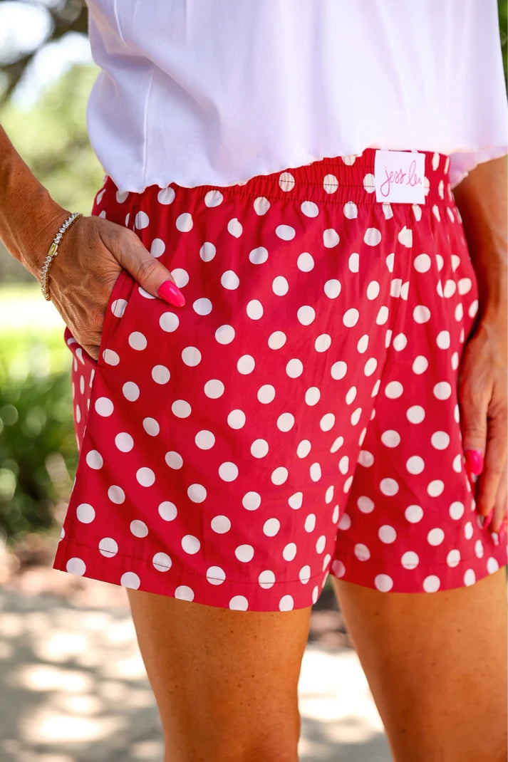 Easy Win Polka Dot Boxer Shorts- Red