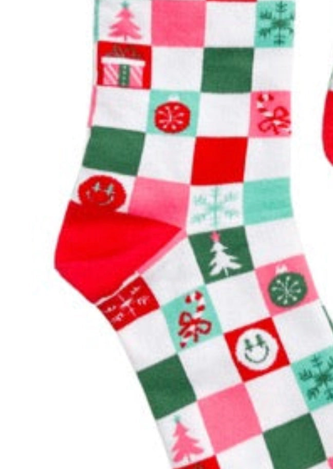 Checkered Christmas Socks