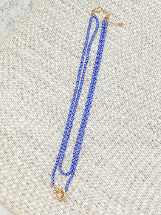 Enamel Box Chain Necklace