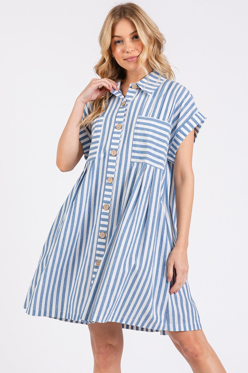 Button Down Striped Dress