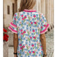 Fun & Flirty Ruffled Trim V Neck Top