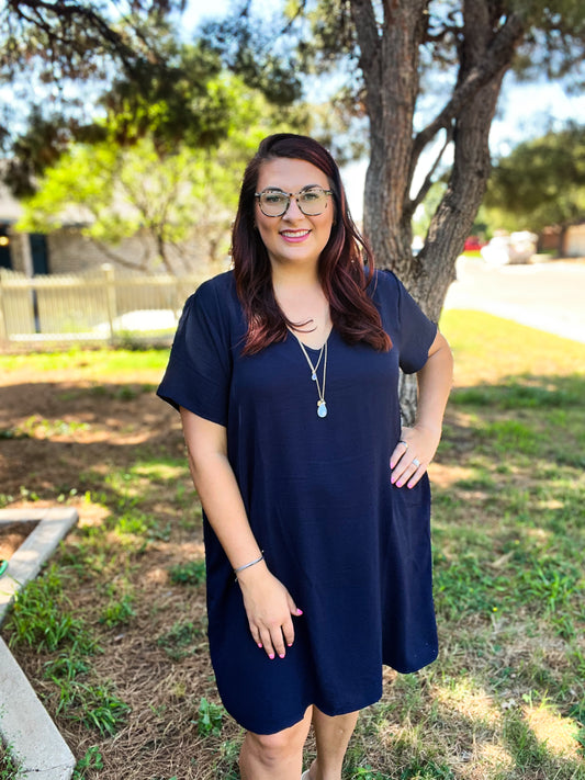 Everyday Shift Dress - Navy