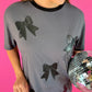 Faux Leather Bow Oversized Tee