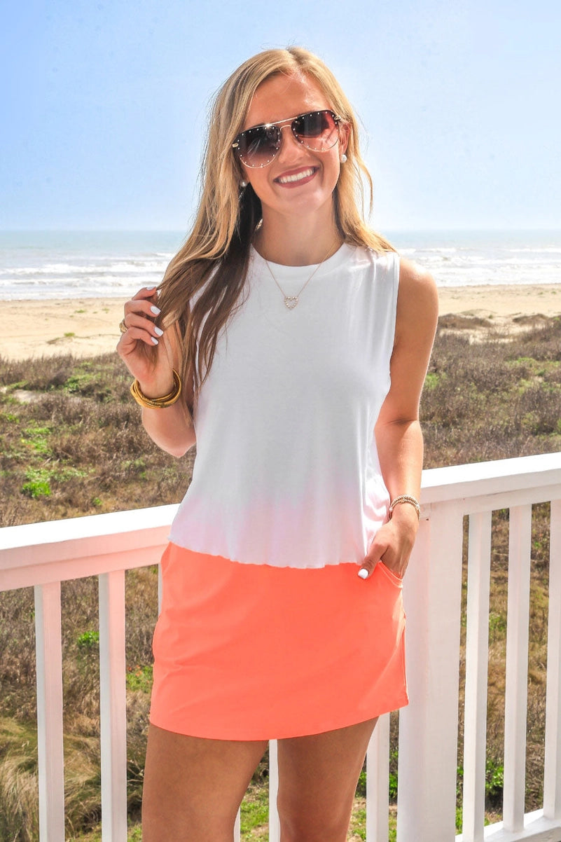 Solid Neon Coral Skort