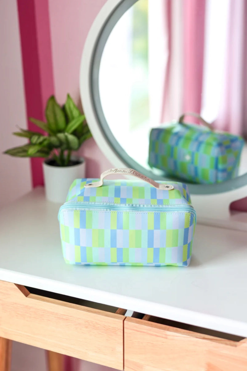 Hold All Make Up Bag - Watercolor (Blue/Lime)