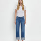 High Rise Cuffed Straight Jeans