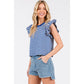 Striped Double Ruffle Short Sleeve Top