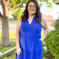 Three Tier A-Line Flowy Dress - Royal Blue