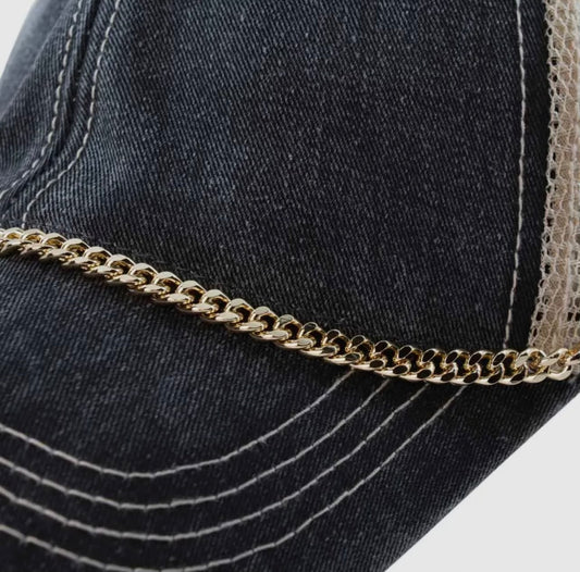 Gold Curb Hat Chain