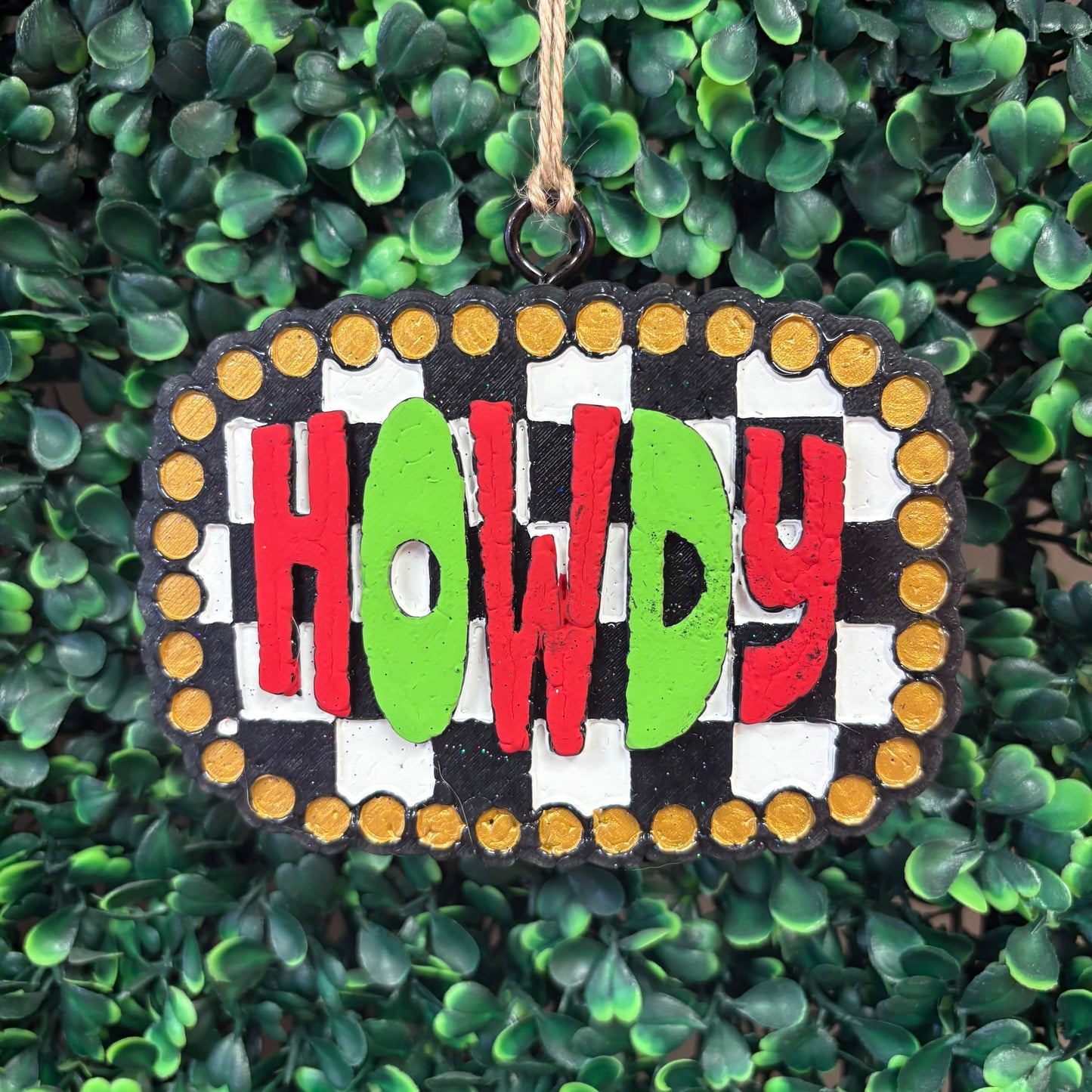 Holiday Howdy Concho Car Freshie