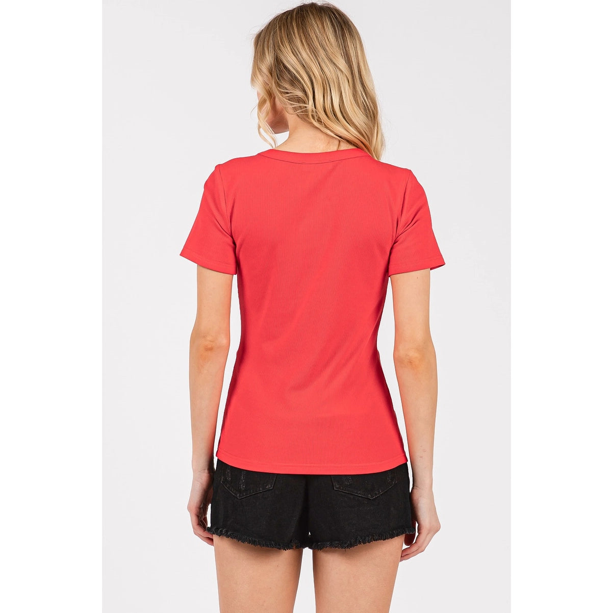 Basic Red Ribbed Tee