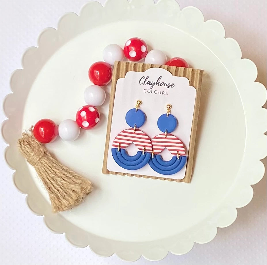 Red, White & Blue Clay Earrings