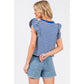 Striped Double Ruffle Short Sleeve Top