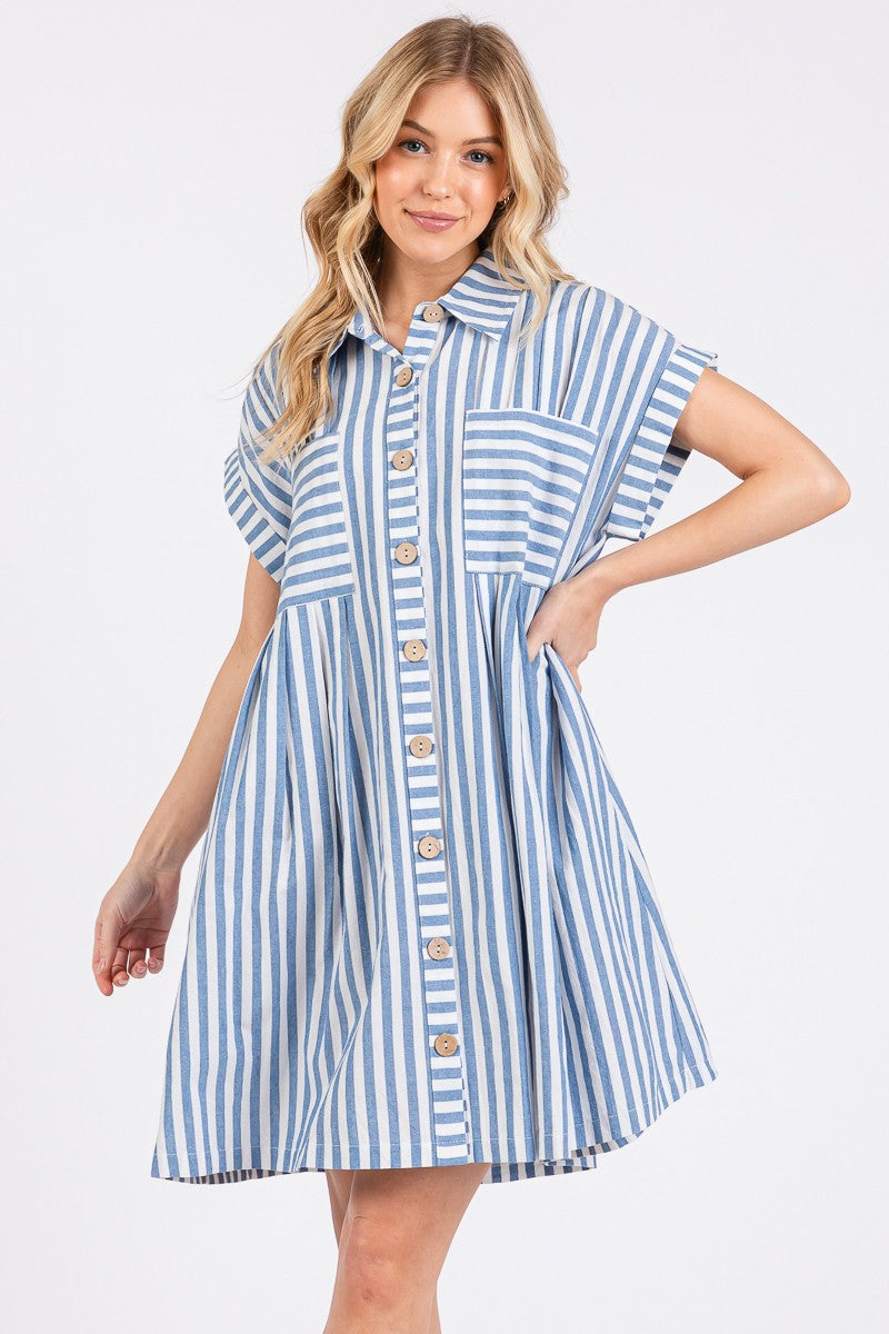 Button Down Striped Dress