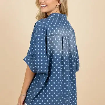 Polka Dot Dark Denim Top