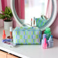 Hold All Make Up Bag - Watercolor (Blue/Lime)