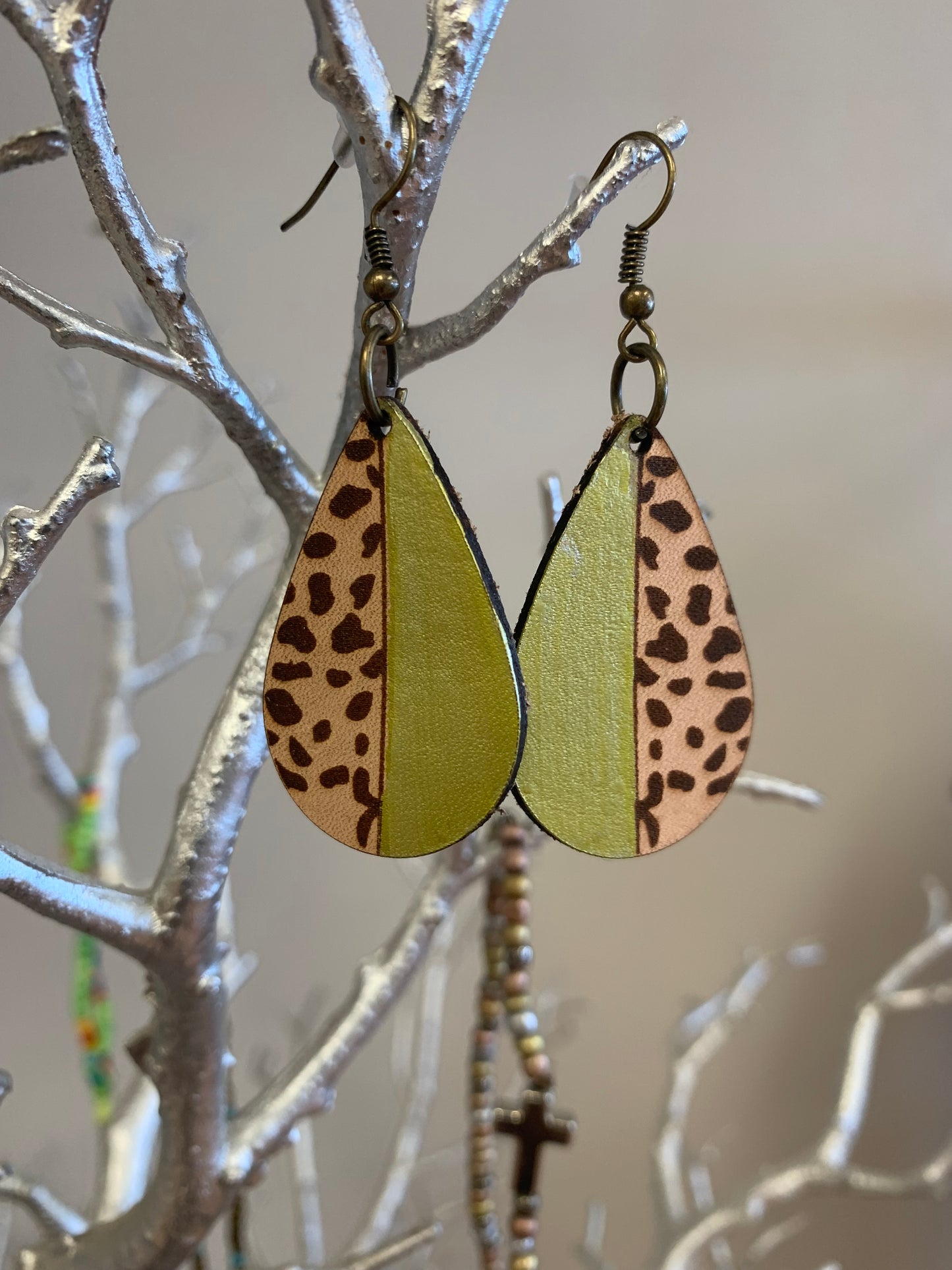 Leather Tear Drop Earrings