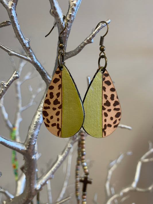 Leather Tear Drop Earrings