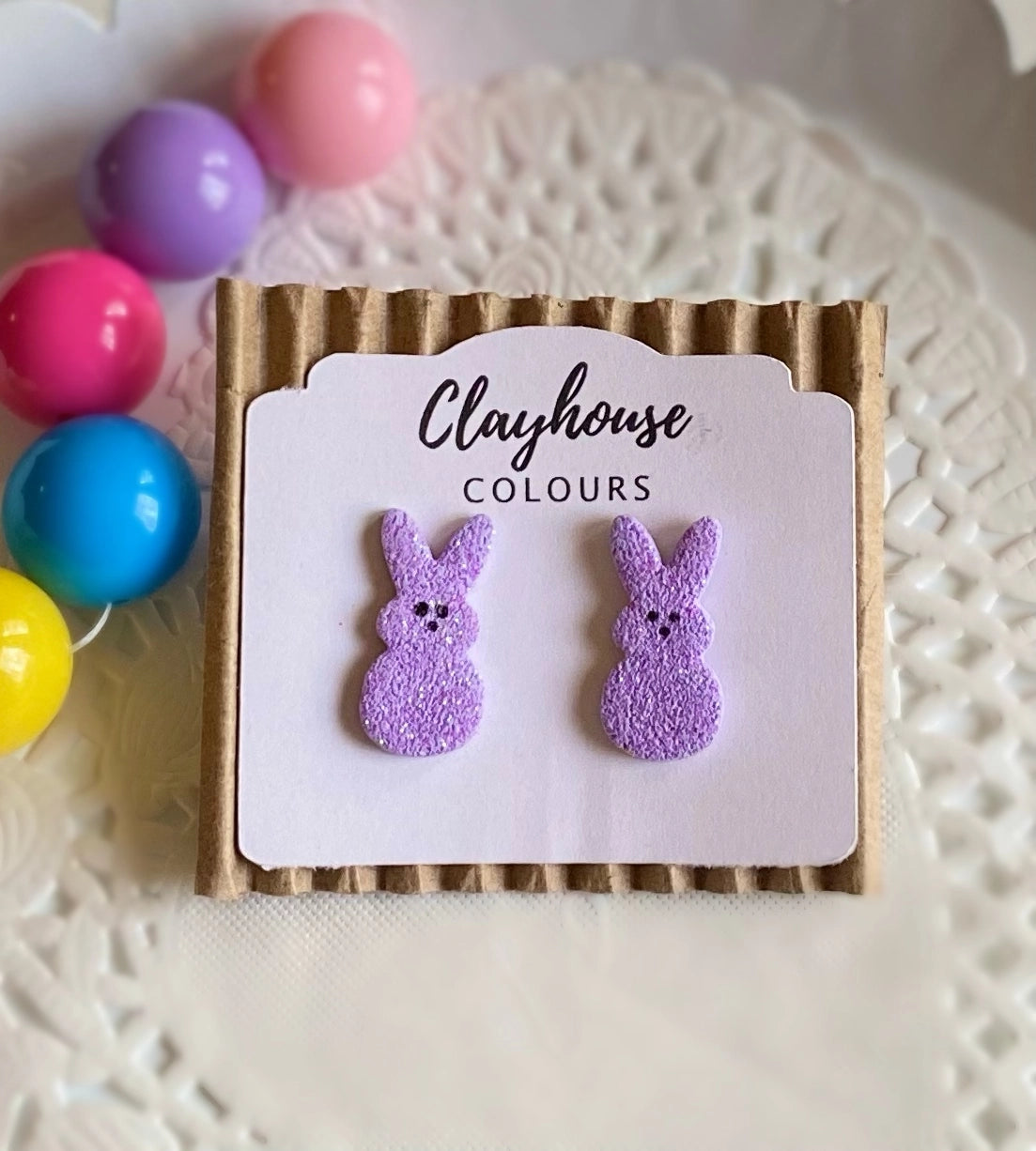 Easter Bunny Clay Studs