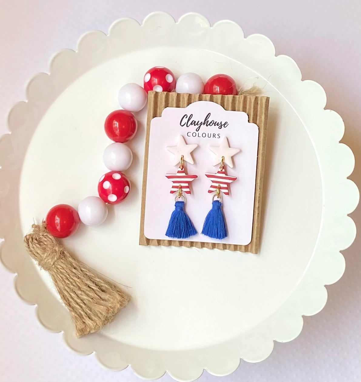 Red, White & Blue Clay Earrings