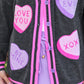 Chenille Patch Candy Hearts Relaxed Cardigan