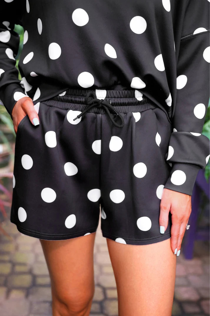 Luna Luxe Pullover Set- After Dark Polka Dot