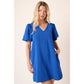 Puff Sleeve Mini Dress- Royal