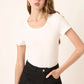 Round Neck Tee Bodysuit- Ivory
