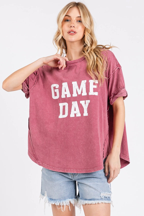 Game Day Raspberry Oversized Top