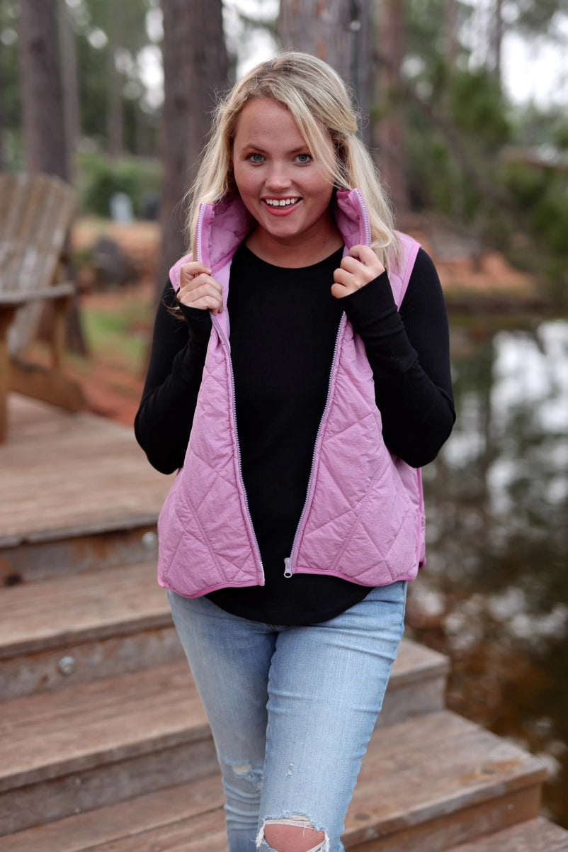 Outbound Quilted Puffer Vest - Dusty Rose
