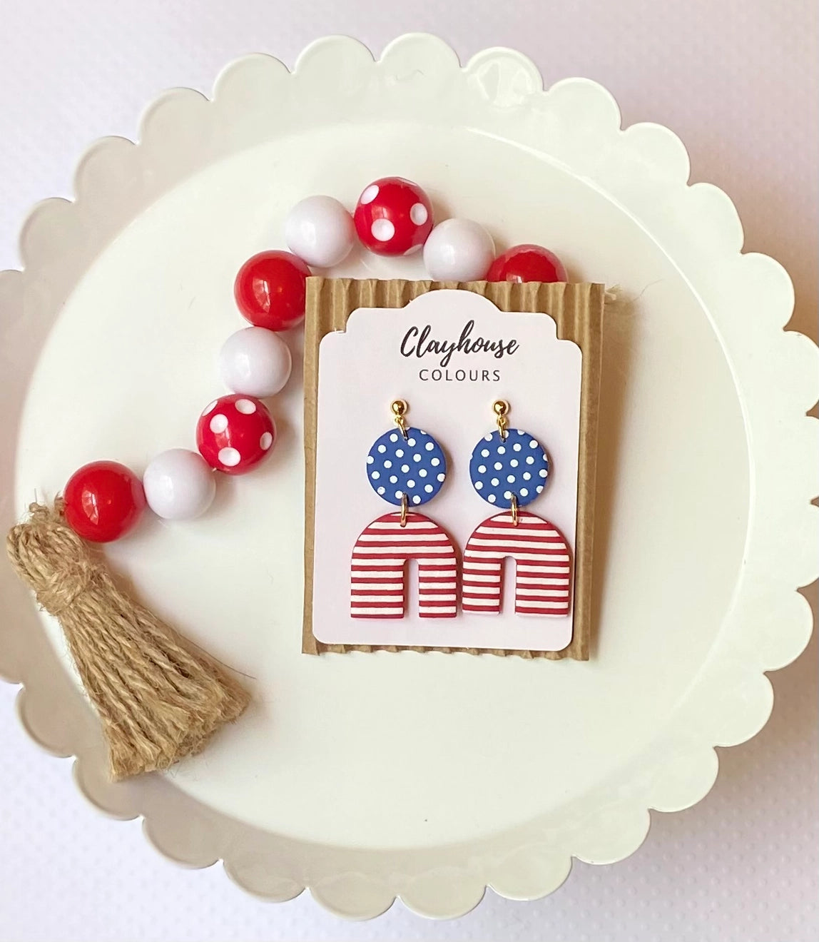 Red, White & Blue Clay Earrings