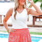 Sunny Strolls Shorts- Red Gingham