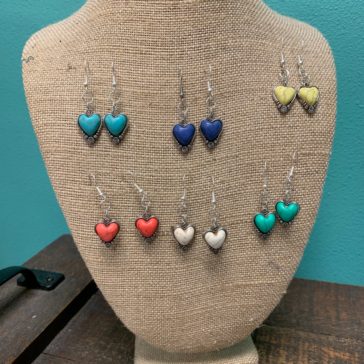 Faux Stone Heart Dangle Earrings