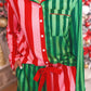 Christmas Stripes Ruffle Pajama Set