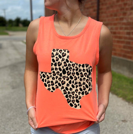 Texas Leopard Neon Coral Tank