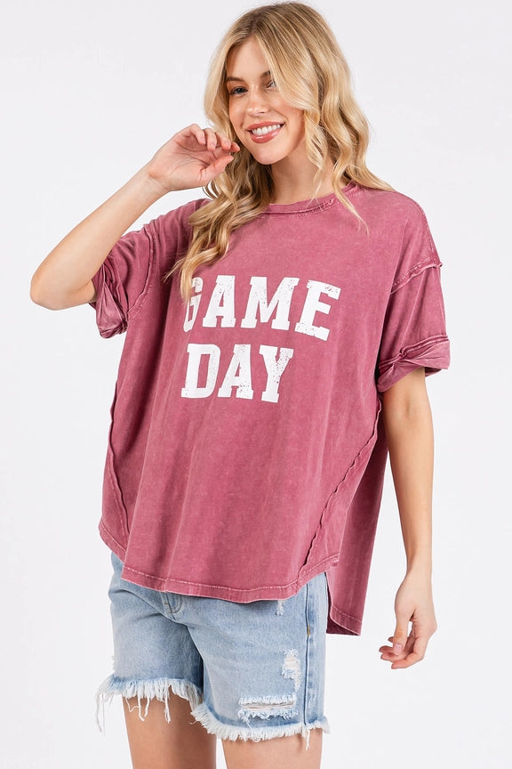 Game Day Raspberry Oversized Top