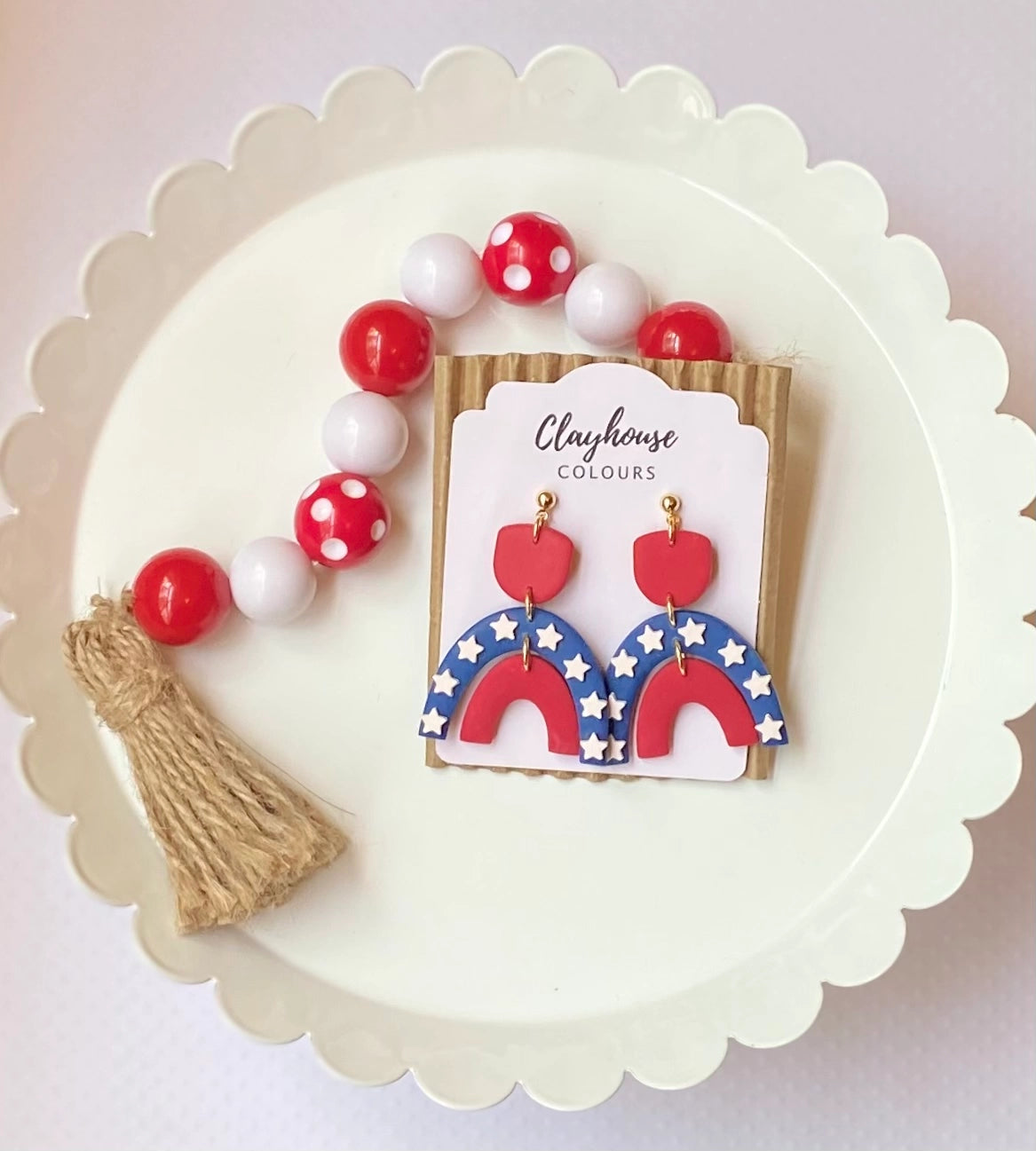 Red, White & Blue Clay Earrings