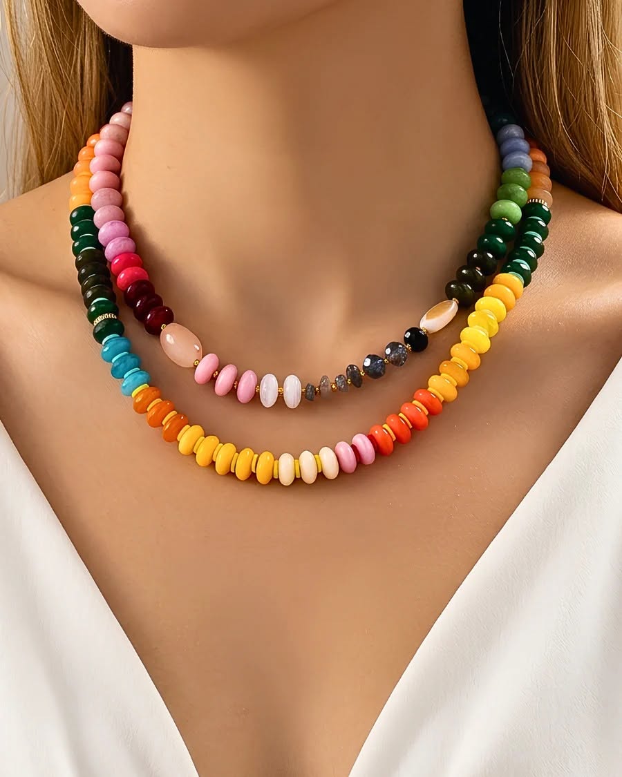 Set of Colorful Stone Necklaces