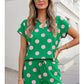 Polka Dot V-neck Shorts Set