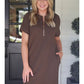 Ezra Textured Zipper Dress - Chocolate