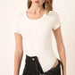 Round Neck Tee Bodysuit- Ivory