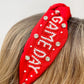 Red & White Game Day Beaded Headband