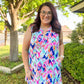 Lizzy Tank Dress - Navy/Pink Ikat