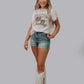 Western Cowboy Roped Embroidery T Shirt