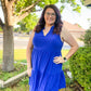 Three Tier A-Line Flowy Dress - Royal Blue