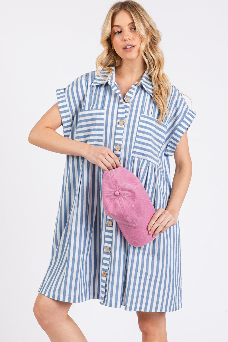 Button Down Striped Dress