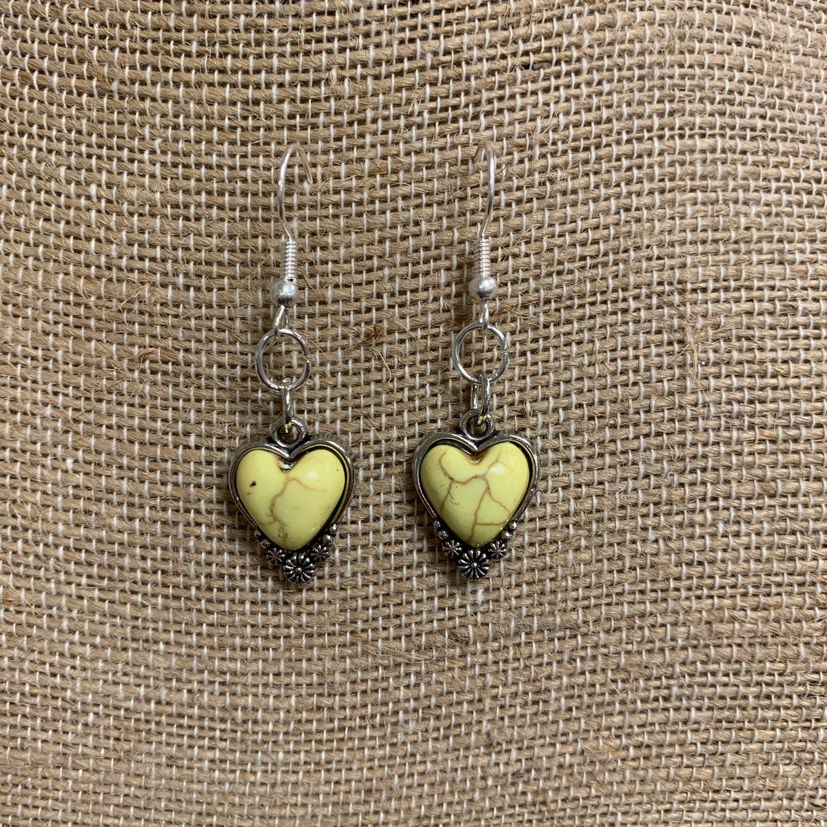 Faux Stone Heart Dangle Earrings