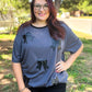 Faux Leather Bow Oversized Tee