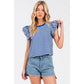 Striped Double Ruffle Short Sleeve Top